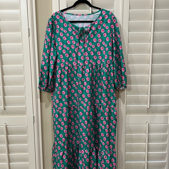 Boho Floral Puff Sleeve Tiered Maxi Dress Casual Layered Dress - Picture 11 of 14